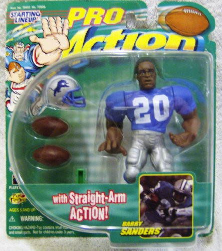 Hasbro Starting Lineup Pro Action Detroit Lions Barry Sanders 20 Figure with Straig