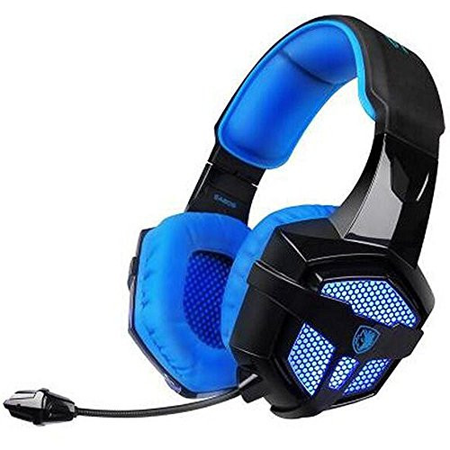 SADES Gaming Headset with Mic Volume Control LED, Yanni Sades SA806 3.5mm Wired Computer Over Ear Stereo Headphones for PC MAC Notebook Gamers Smart Phone Mobiles iPad(Black Blue) SADES Gaming Headset with Mic Volume Control LED, Yanni Sades SA806 3.5mm Wired Computer Over Ear Stereo Headphones for PC MAC Notebook Gamers Smart Phone Mobiles iPad(Black Blue)