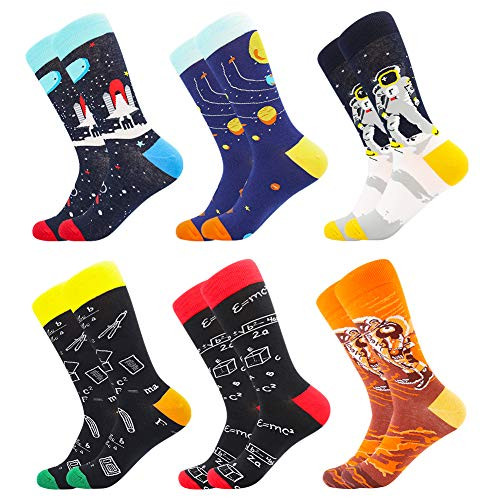 Men s Fun Dress Socks Patterned Crew Colorful Funky Fancy Novelty Funny Casual Socks for Men 6 PairsSpace Men s Fun Dress Socks Patterned Crew Colorful Funky Fancy Novelty Funny Casual Socks for Men 6 PairsSpace