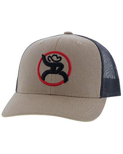 Strap Roughy Tan on Black Trucker Hat with Black and Red Logo 4029TTNBK