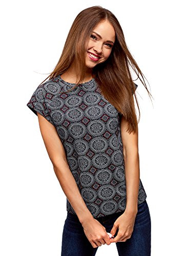 oodji Ultra Women s Printed Cotton TShirt Blue US 4 / EU 38 / S