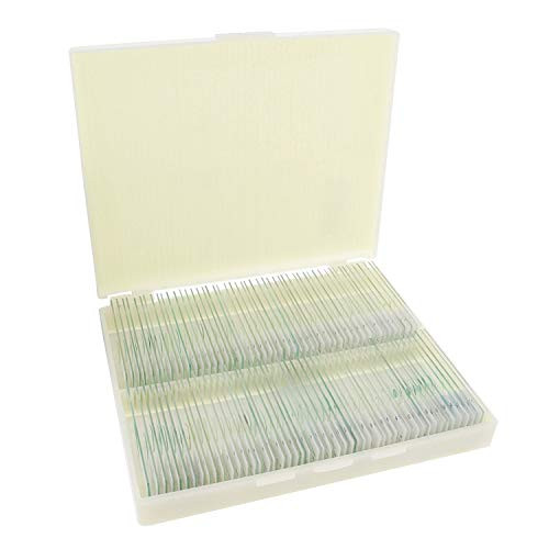 MonMed Prepared Microscope Slides  100 Pc Plant Focused Microscope Sample Kit with Plastic Microscope Slide Box