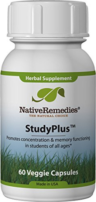 Native Remedies StudyPlus All Natural Herbal Supplement Promotes Concentration and Memory Function in Students of All Ages 60 Veggie Caps Native Remedies StudyPlus All Natural Herbal Supplement Promotes Concentration and Memory Function in Students of All Ages 60 Veggie Caps