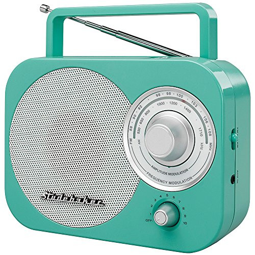 Studebaker SB2000TS Teal/Silver Retro Classic Portable AM/FM Radio with Aux Input