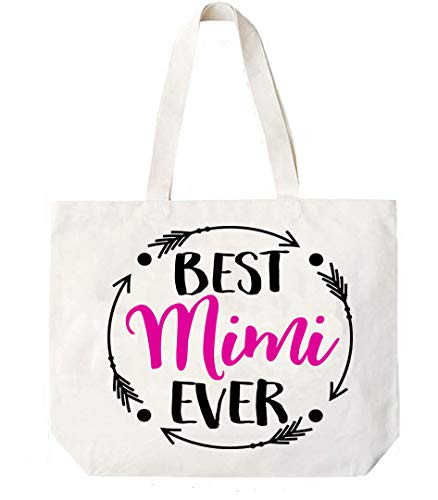 Best Mimi Ever Canvas Tote Bag Grandma Gift Idea for Mimi Book Bag
