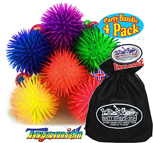 Toysmith Flashing Puffer Ball Yo-Yo's Gift Set Party Bundle with Exclusive Matty's Toy Stop Storage Bag - 4 Pack (Assorted)