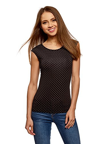 oodji Ultra Women s SlimFit Crew Neck TShirt Black XSmall