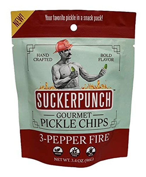 SuckerPunch Gourmet 3Pepper Pickle Chips Snack Pack 3 4oz 12 pack