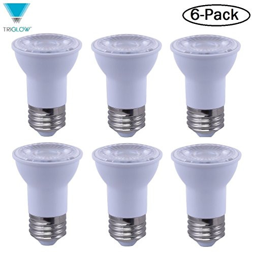 TriGlow T95058-6 LED PAR16 Reflector Bulb, 7W (50W Equivalent), DIMMABLE 4000K (Cool White) 500 Lumens, Flood 40 Degree LED Bulbs, 6-Pack