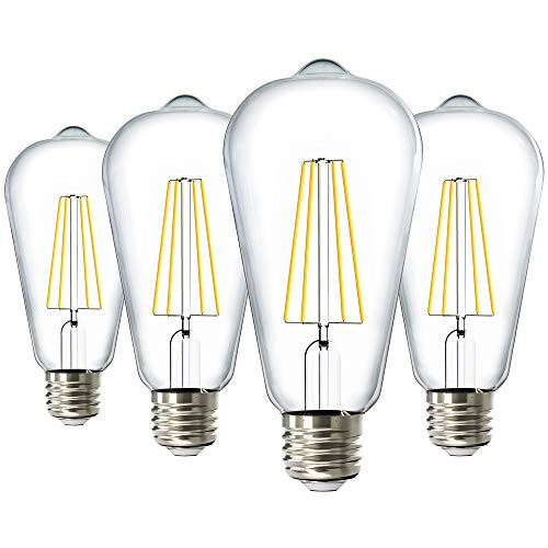 Sunco Lighting 4 Pack ST64 LED Bulb Dimmable Waterproof 8 5W60W 6000K Daylight Deluxe Vintage Edison Filament Bulb 800 LM E26 Base Restauarant or String Lights  UL