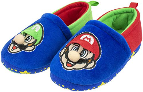 SUPER MARIO Slippers for Kids Mario and Luigi Nintendo SlippersSlipOn Slippers Little Kid/Big Kid SizesBlue Size 23