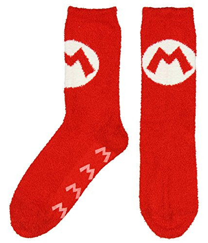Nintendo Super Mario Cozy Mario Logo Adult Crew Socks