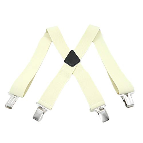Mens Solid Color XBack 2 Inch Wide Suspenders Heavy Duty Braces4 Straight Clip