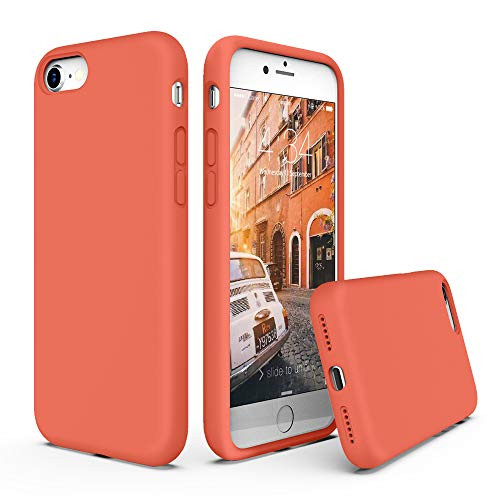 SURPHY Silicone Case Compatible with iPhone SE 2020 Case iPhone 8 Case iPhone 7 Case Liquid Silicone Phone Case with Microfiber Lining for iPhone 7 iPhone 8 iPhone SE 2nd 4 7  Nectarine
