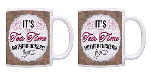 Swear Words Mug It s Tea Time Expletive Mug Funny Coffee Mug Set Humorous Mugs Expletive Mug Funny Quote Mugs Curse Word Mugs 2 Pack Gift Coffee Mugs Tea Cups White