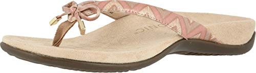 Vionic Women s Rest Bella II Toepost Sandal  Ladies Flip Flop with Concealed Orthotic Arch Support Chevron Dusty Pink 7 Medium US