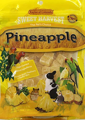 Sweet Harvest Pineapple Treat 6 5 Oz Bag  Real Fruit for Birds and Small Animals  Rabbits Hamsters Guinea Pigs Mice Gerbils Rats Cockatiels Parrots Macaws Conures