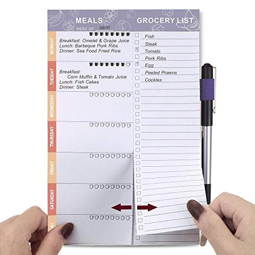 SynLiZy Weekly Meal Planners Meal Planning Pad Magnetic Menu Planner for Refrigerator Door with Perforated TearOff Grocery Shopping Lists 6 x 9
