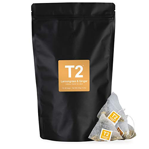 T2 Tea Lemongrass  Ginger Tea Herbal Teabags In Resealable Foil 60Count Foil Refill Bag 60Count