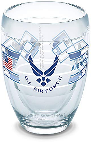 Tervis 1312758 Air Force Camo Stripes Insulated Tumbler with Wrap 9 oz Stemless Wine Glass Clear