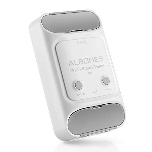 Smart Wifi Switch, ALBOHES Wireless Remote Light Switch, 1 to 2 Channel WiFi ON/OFF Switch, Electrical for Household Appliances,Compatible with Amazon Alexa and Google Assistant, 2.4Ghz Wifi ONLY