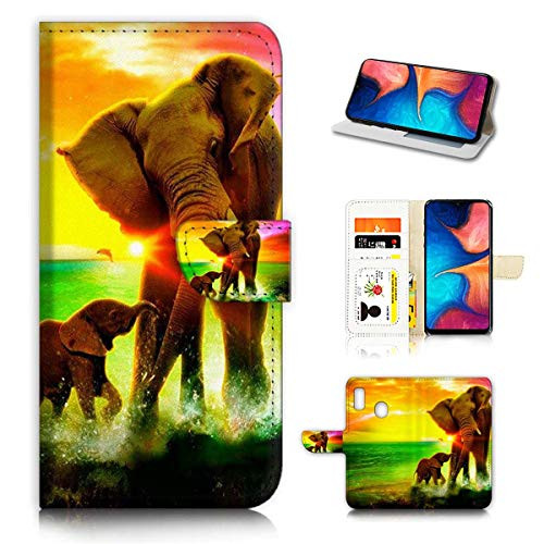 for Samsung A20 A30 Galaxy A20 A30 Designed Flip Wallet Phone Case Cover A21690 Elephant Family 21690