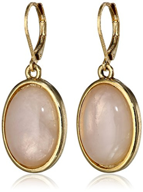 1928 Jewelry SemiPrecious Collection 14k Gold Dipped Rose Quartz Pink Oval Drop Earrings 1928 Jewelry SemiPrecious Collection 14k Gold Dipped Rose Quartz Pink Oval Drop Earrings