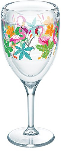 Tervis 1287075 Flamingo Fun Tumbler with Wrap 9oz Wine Glass, Clear