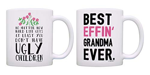 Birthday Gifts for Grandma Ugly Children Best Effin Grandma 2 Pack Coffee Mugs Tea Cups 11oz Mugs Birthday Gifts for Grandma Ugly Children Best Effin Grandma 2 Pack Coffee Mugs Tea Cups 11oz Mugs