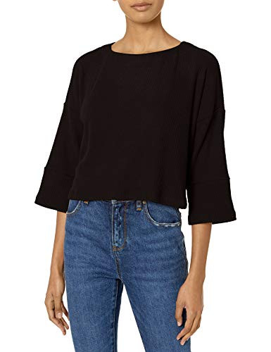 BB Dakota Junior s Big chill Rib Knit tie Sleeve top Black Extra Small