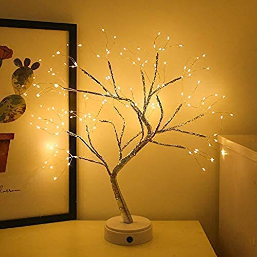 Led Bonsai Tree Light Artificial Tree Battery and Usb Operated 6 Hrs Timer Adjustable Branches Warm White Glow Silver Branch