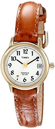 Timex Women s T2J761 Indiglo Leather Strap Watch Honey Brown/GoldTone
