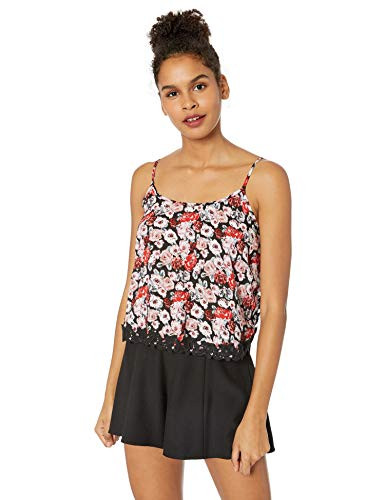 Jack by BB Dakota Junior s Earthly Delight Crimson Rose Printed CDC Flyaway top Black Extra Small