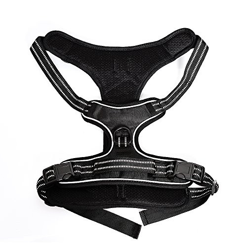 Dog Harness No Pull Pet Harness 3M Reflective Adjustable Outdoor Pet Vest Harness with Handle for Small Medium Large Dogs Training M Black
