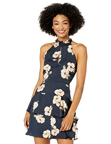 BB Dakota Junior s Gardenia Party Print Reverse Crepon Dress Oil Slick 8