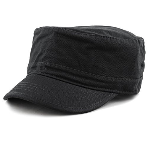 The Hat Depot Cadet Army Washed Cotton Basic Cap Military Style Hat Black