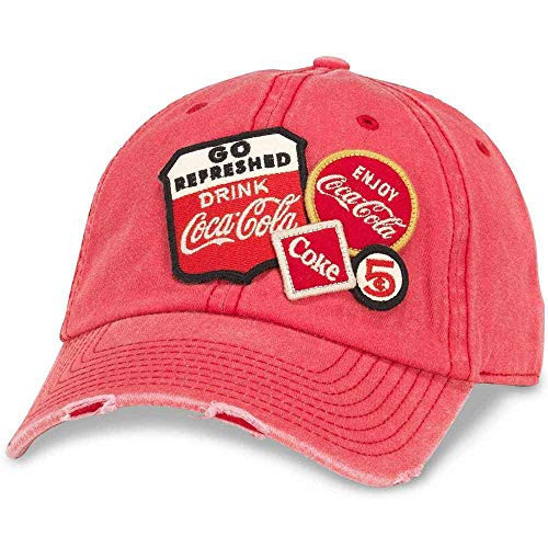 American Needle Iconic Patch Distressed Dad Hat Coke Red COKE1804A