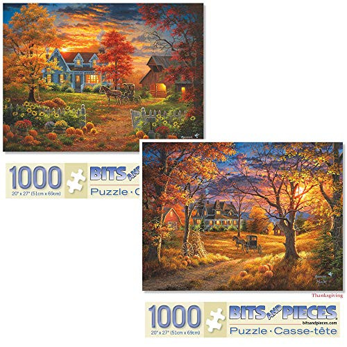 Bits and Pieces - Value Set of Two (2) 1000 Piece Jigsaw Puzzles for Adults - Each Puzzle Measures 20" X 27" - 1000 pc Jigsaws by Artist Abraham Hunter