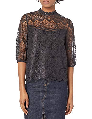 BB Dakota Junior s Icing Puff Sleeve lace top Black Medium