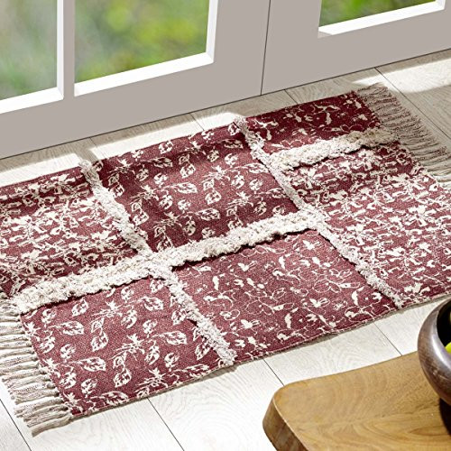 VHC Brands Farmhouse Flooring  Isabella Red Stenciled Patchwork Rug 1 8  x 2 6 VHC Brands Farmhouse Flooring  Isabella Red Stenciled Patchwork Rug 1 8  x 2 6