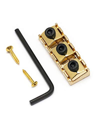 Holmer Electric Guitar String Locking Nut for Flord Rose Style Tremolo Bridge with Mounting Screws and Wrench Gold