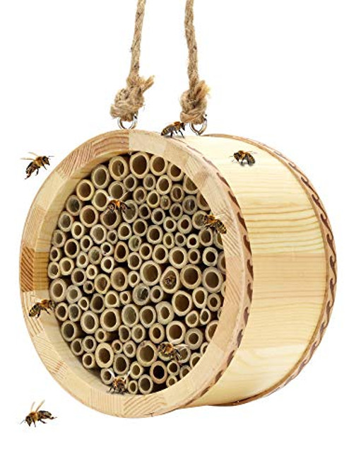 KIBAGA Mason Bee House Handmade Natural Bamboo Bee Hive Attracts Peaceful Bee Pollinators to Enhance Your Garden s Productivity KIBAGA Mason Bee House Handmade Natural Bamboo Bee Hive Attracts Peaceful Bee Pollinators to Enhance Your Garden s Productivity