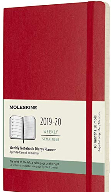 Moleskine Classic 18 Month 20192020 Weekly Planner Soft Cover Large 5  x 8 25  Scarlet Red