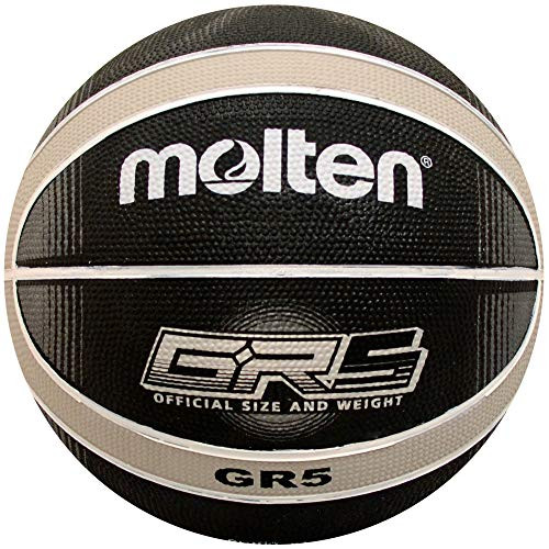 Molten Premium 12 Panel Design Rubber Basketball Black/Silver Junior Size 5
