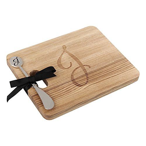 Andrew Family Monogram Fraxinus Mandshurica Solid Wood Cheese Board with SpreaderJ