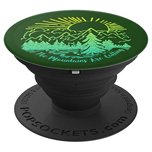 The Mountains Are Calling Camping Hiking Nature Wild Sunset PopSockets Grip and Stand for Phones and Tablets