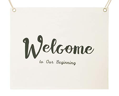 Wishprom Welcome Sign Greenery Wedding Welcome to Our Beginning Wedding Banner Signage