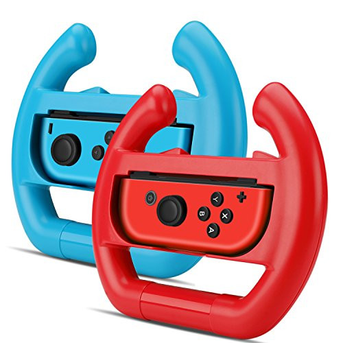 TNP Nintendo Switch Wheel for JoyCon Controller Set of 2  Racing Steering Wheel Controller Accessory Grip Handle Kit Attachment  Nintendo Switch Red and Blue