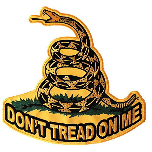 Don t Tread On Me Yellow Gadsden Snake Large Back Patch  10x10 inch  Embroidered Iron on Patch