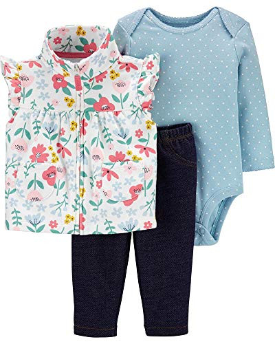Carter s Baby Girls  3 Piece Vest Little Jacket Set 18 Months Blue/Floral